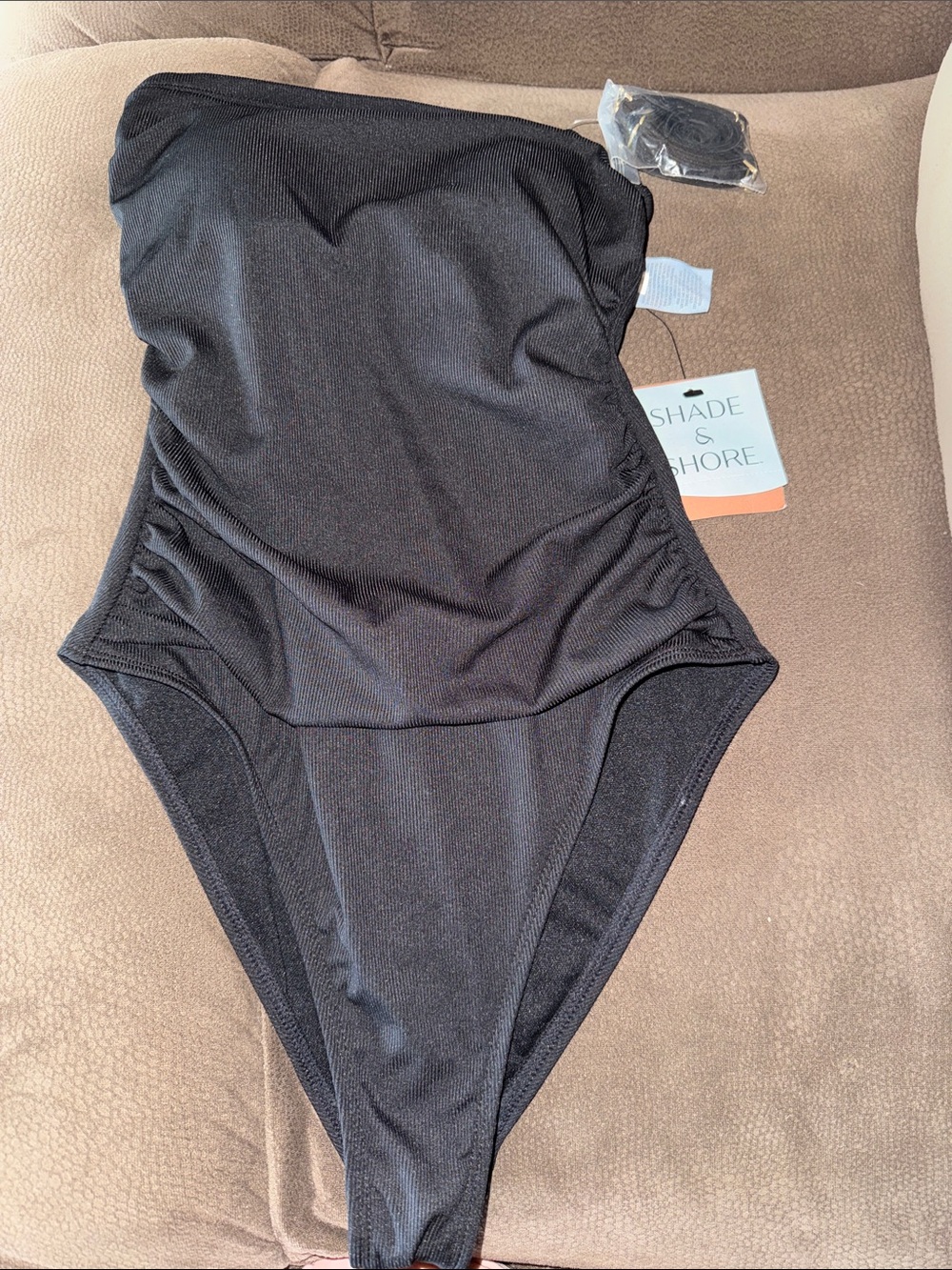 Shade & Shore women’s Black Ribbed One-Piece Swimsuit